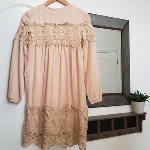 NWOT Long-sleeve champagne dress